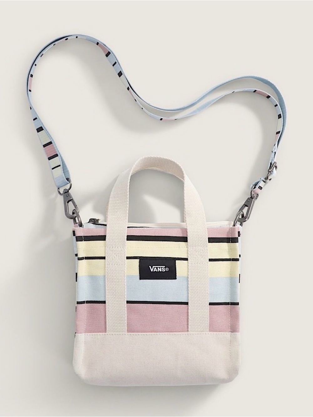 Vans Pastel Stripe Canvas Mini Tote - Cream, Light Blue & Pink NWOT
